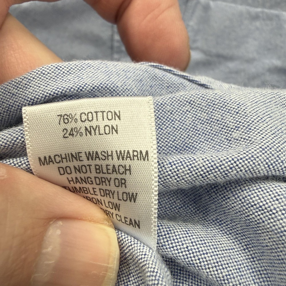 Outlier Shirt Mens XS Blue Solid Long Sleeve Button Up Casual Woven Cotton Nylon - Picture 10 of 10